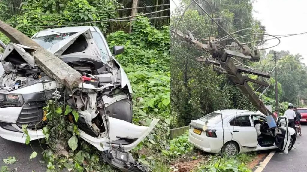 ಬೆಳ್ತಂಗಡಿ: ನಿಯಂತ್ರಣ ತಪ್ಪಿದ ಕಾರು ವಿದ್ಯುತ್ ಕಂಬಕ್ಕೆ ಢಿಕ್ಕಿ-ವಾಹನ ಸಂಪೂರ್ಣ ನುಜ್ಜುಗುಜ್ಜು