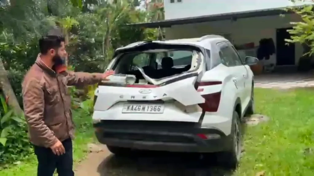 ಕಾರಿನ ಮೇಲೆ ಕಾಡಾನೆ ದಾಳಿ; ಚಾಲಕನ ಸಮಯಪ್ರಜ್ಞೆಯಿಂದ ಕುಟುಂಬ ಪಾರು