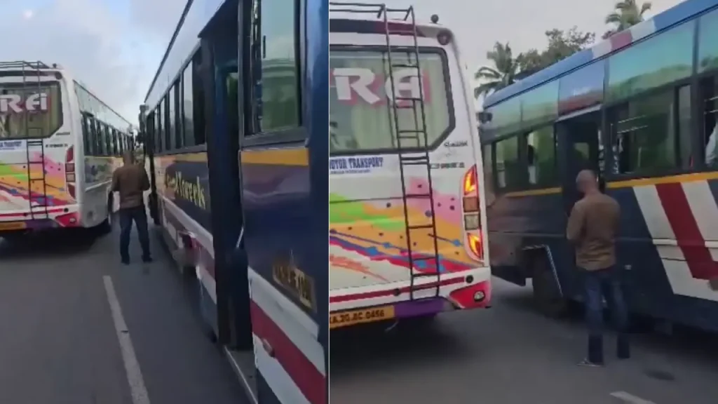 ಹಳೆಯಂಗಡಿ: ಪ್ರಯಾಣಿಕರಿಗಾಗಿ ಬಸ್ಗಳ ನಡುವೆ ತೀವ್ರ ಪೈಪೋಟಿ; ಅನಾಹುತದ ಆತಂಕ